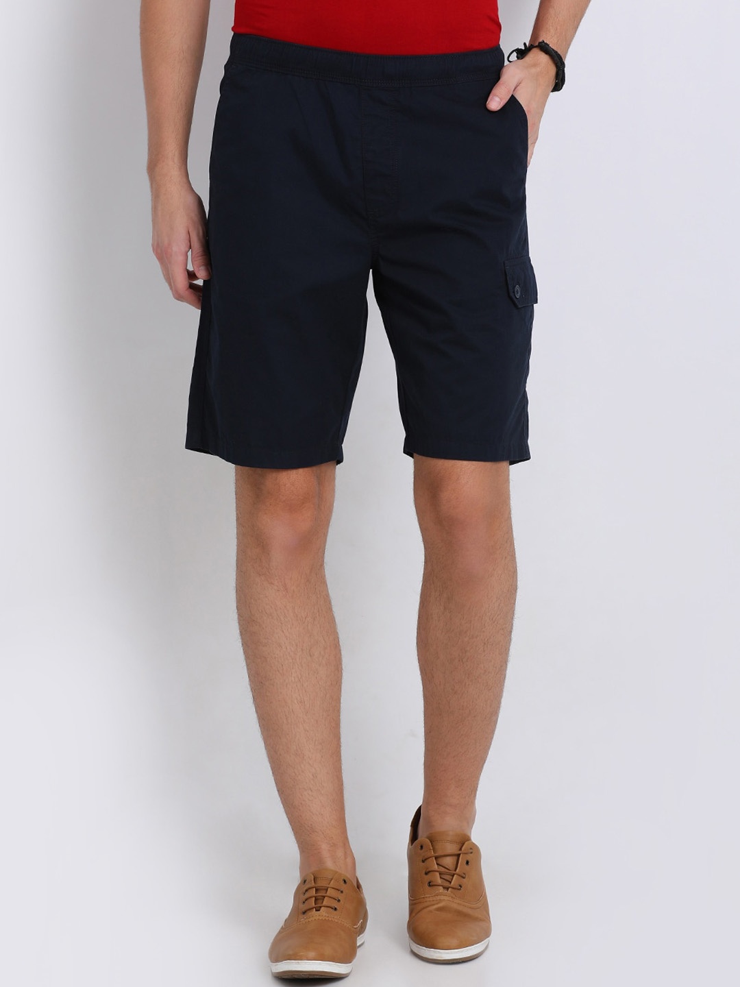 

t-base Men Cotton Regular Shorts, Navy blue