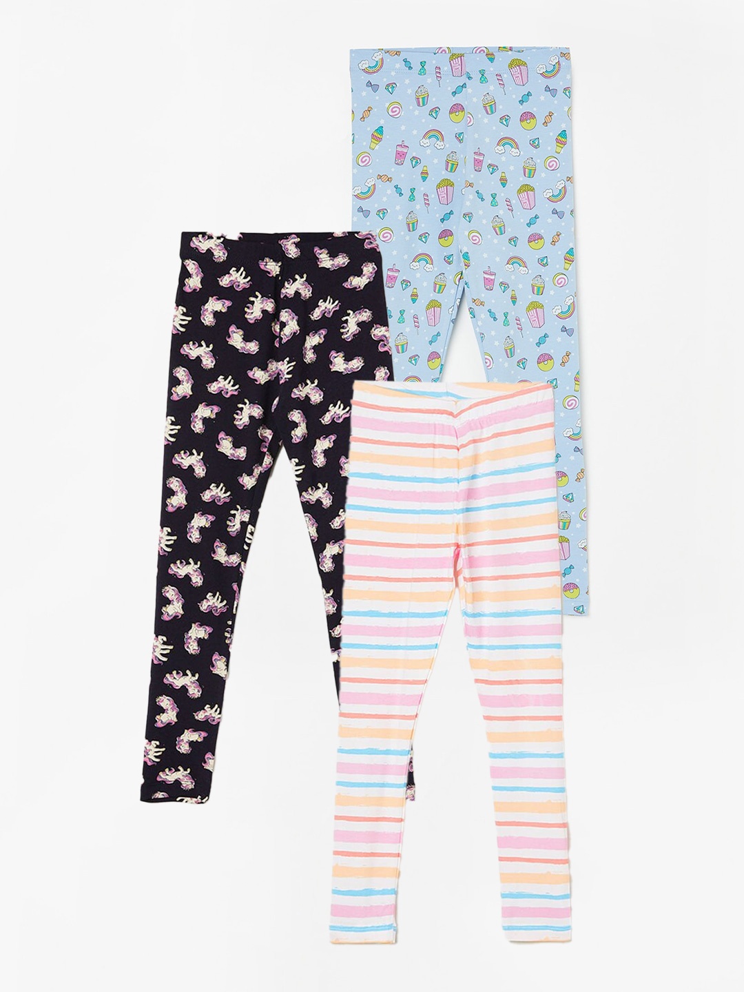 

Fame Forever by Lifestyle Girls Pack Of 3 Printed Leggings, White
