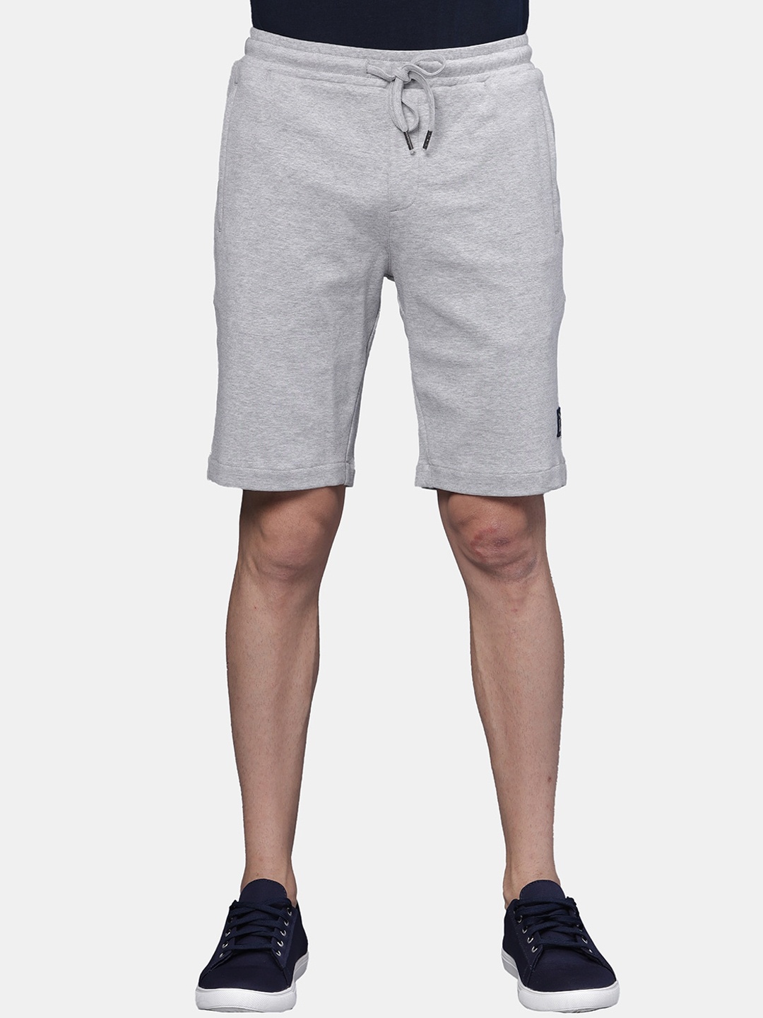 

t-base Men Mid-Rise Regular Shorts, Grey melange