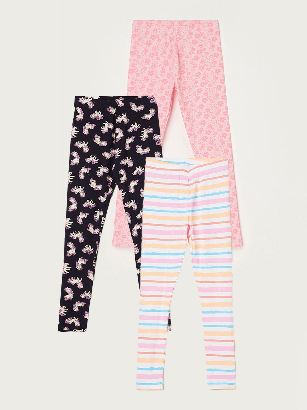Fame Forever by Lifestyle Girls Pack Of 3 Printed Leggings, White
