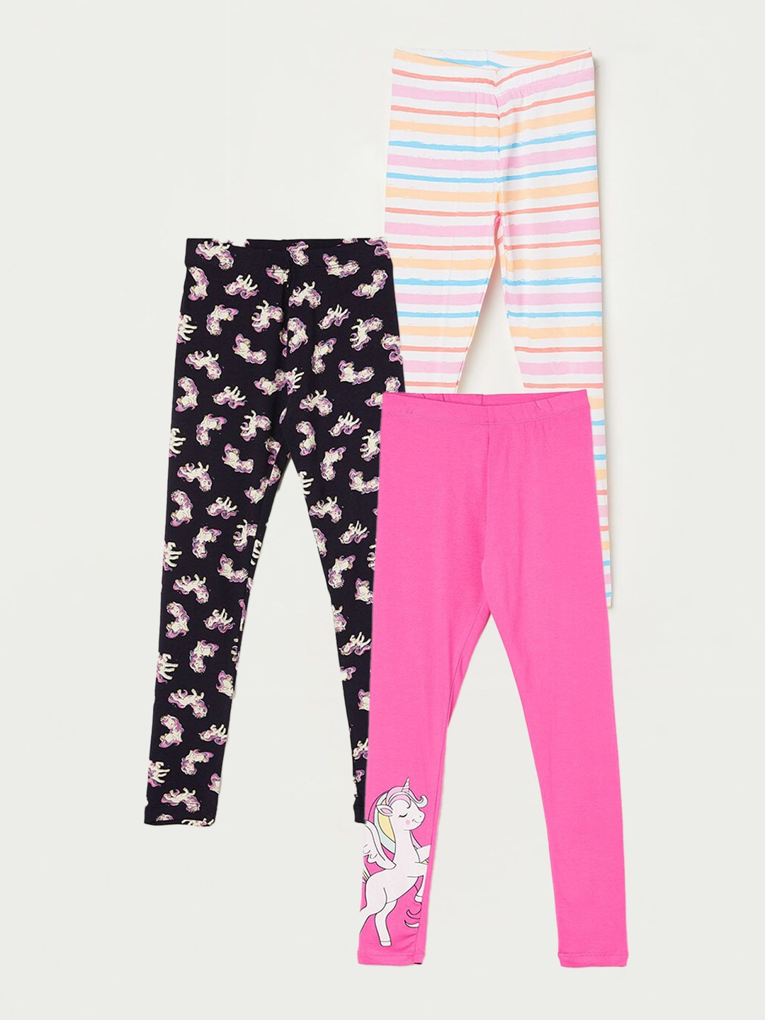 

Fame Forever by Lifestyle Girls Pack Of 3 Printed Leggings, Pink