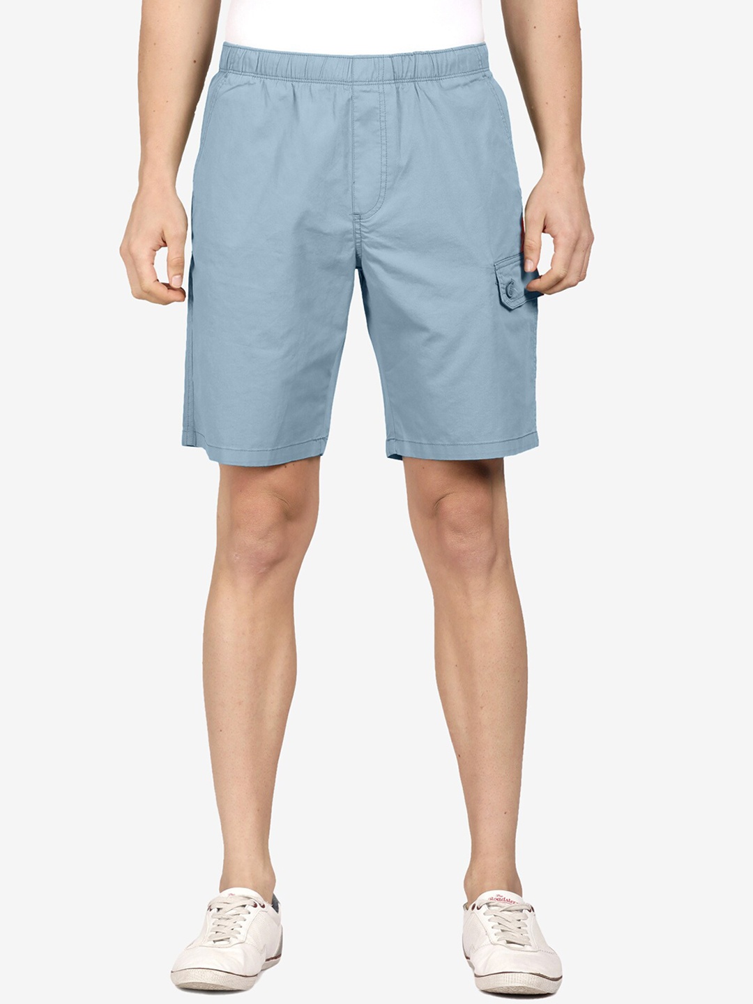 

t-base Men Mid-Rise Cotton Shorts, Blue