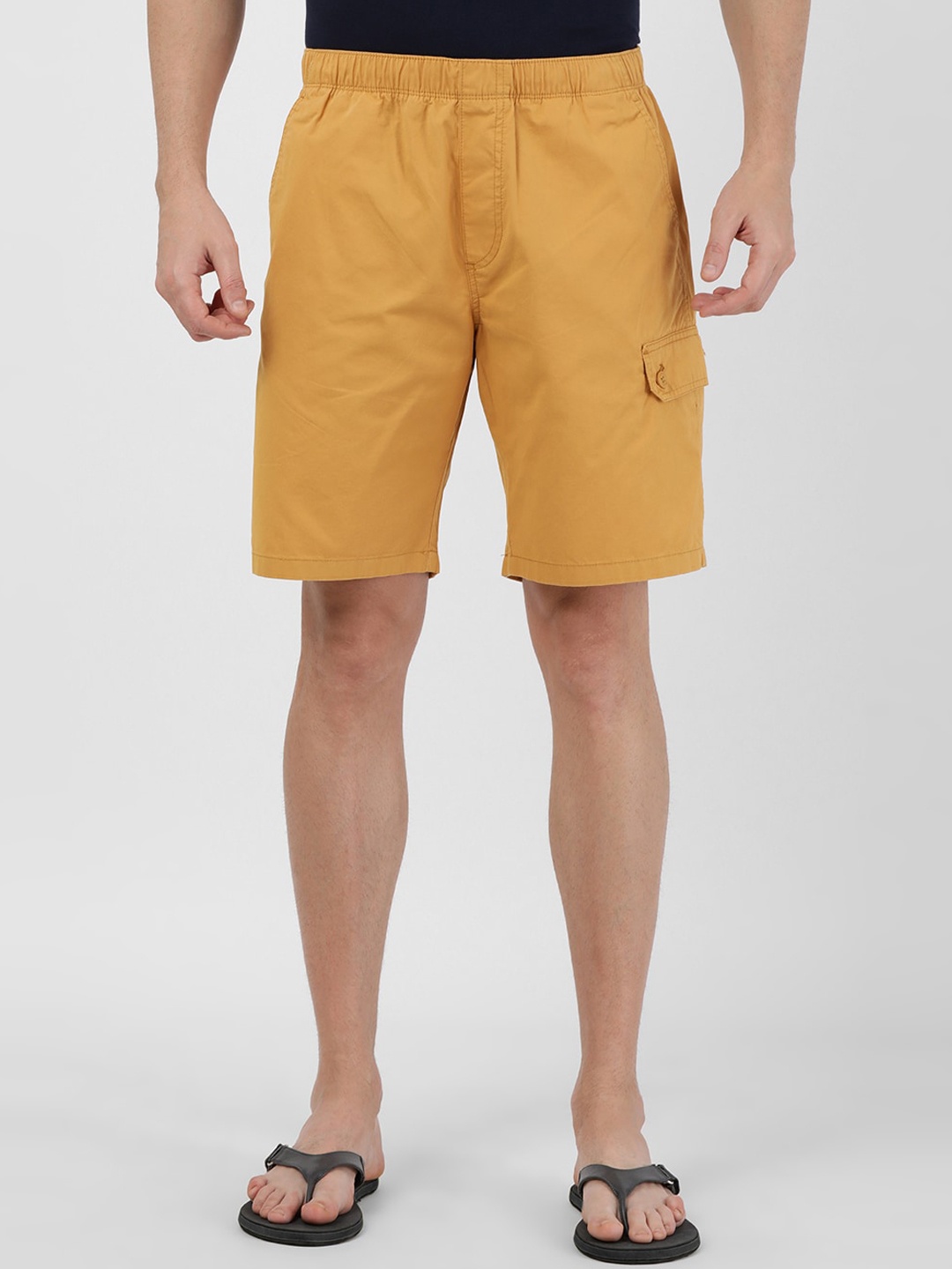 

t-base Men Mid Rise Cotton Chino Shorts, Yellow