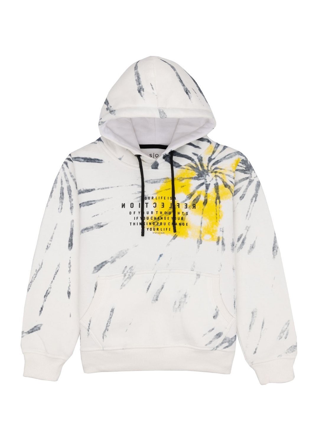 

Status Quo Boys Graphic Printed Hooded Pullover, Off white