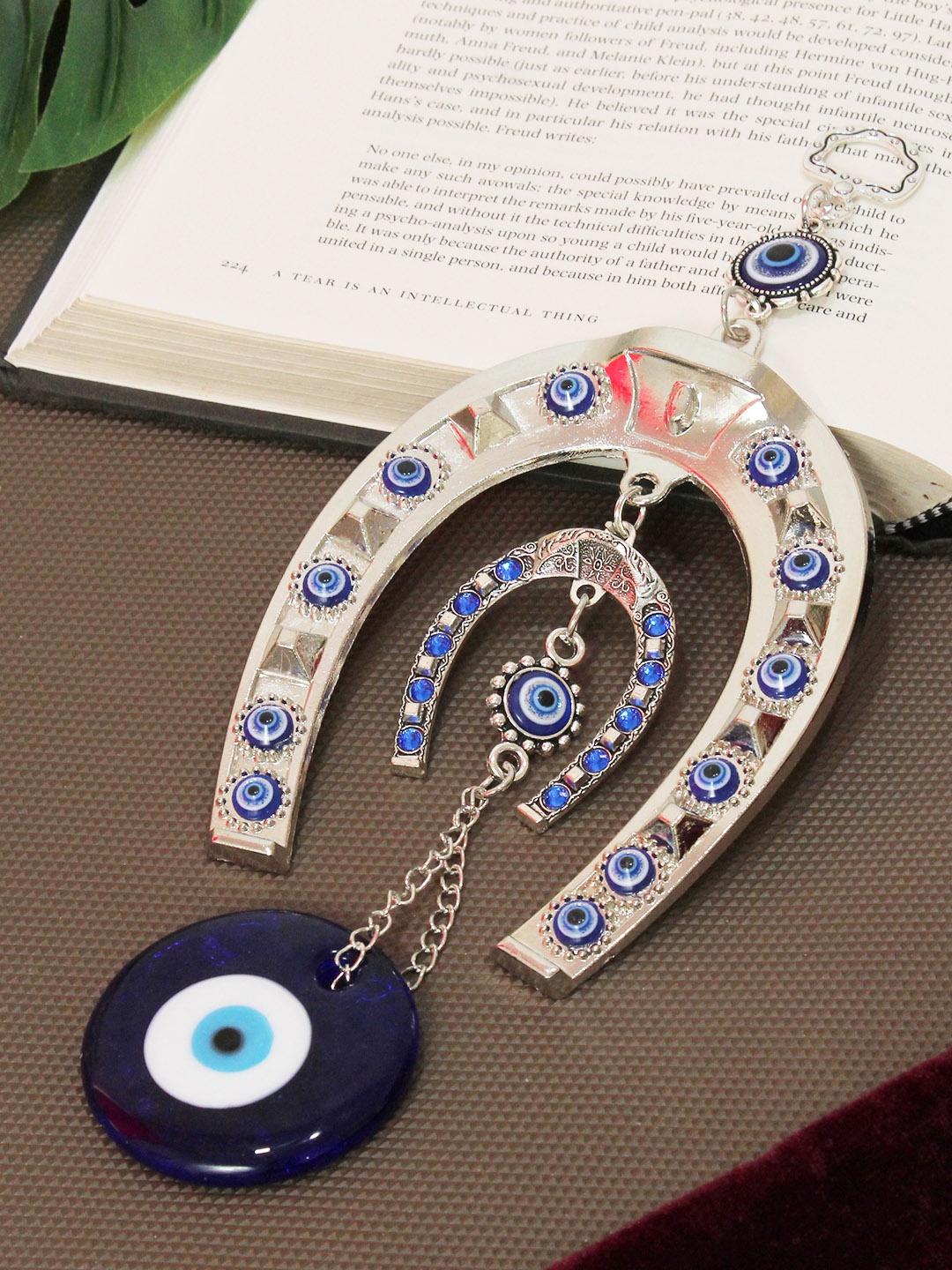 

TIED RIBBONS Blue Horse Shoe Evil Eye Door Wall Hanging