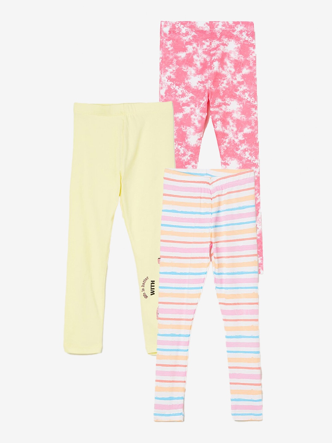 

Fame Forever by Lifestyle Girls Pack Of 3 Printed Leggings, White