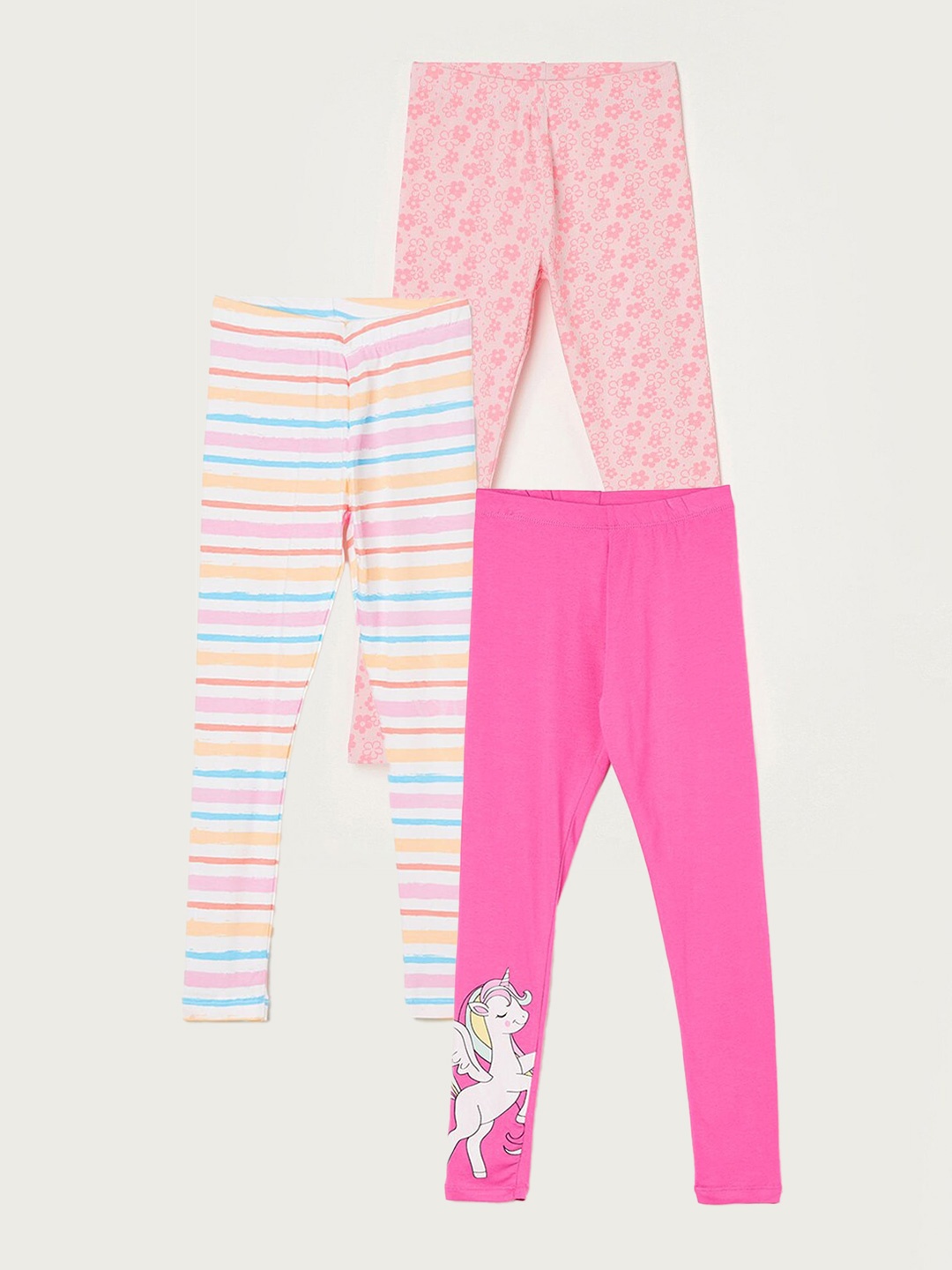 

Fame Forever by Lifestyle Girls Pack Of 3 Printed Leggings, Pink