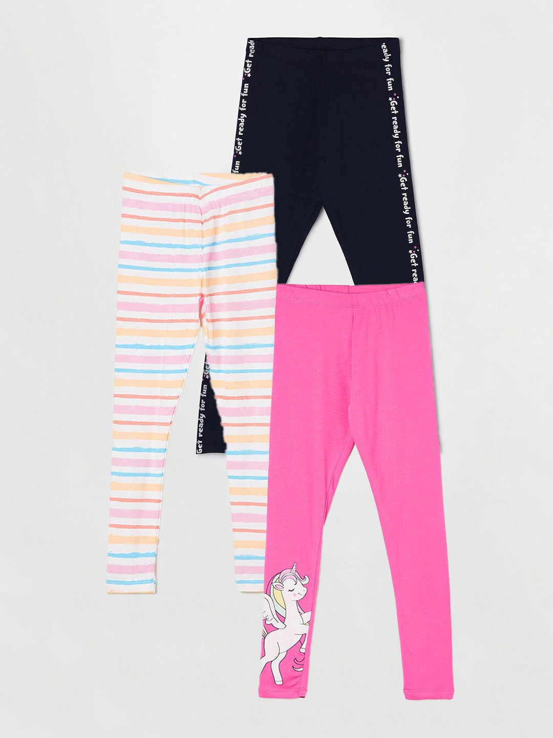 

Fame Forever by Lifestyle Girls Pack Of 3 Printed Leggings, Pink