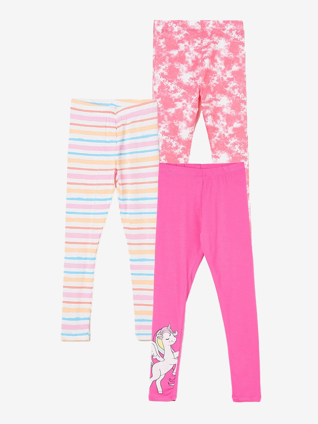 

Fame Forever by Lifestyle Girls Pack Of 3 Printed Leggings, Pink