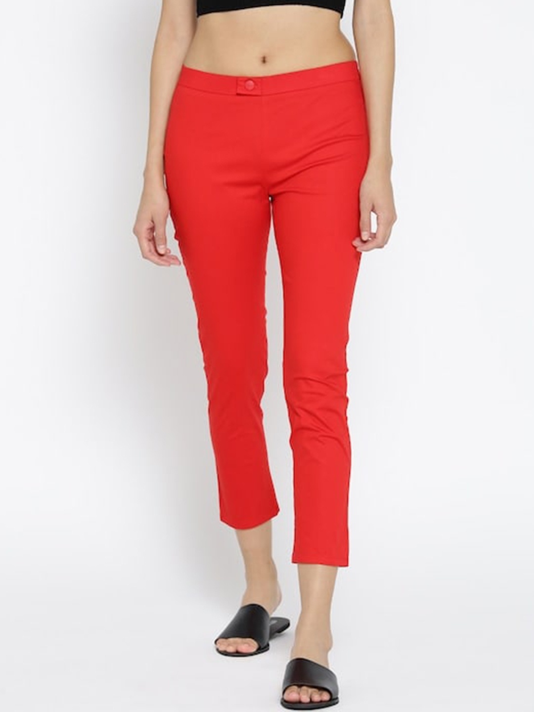 

Span Women Mid Rise Cotton Treggings, Red