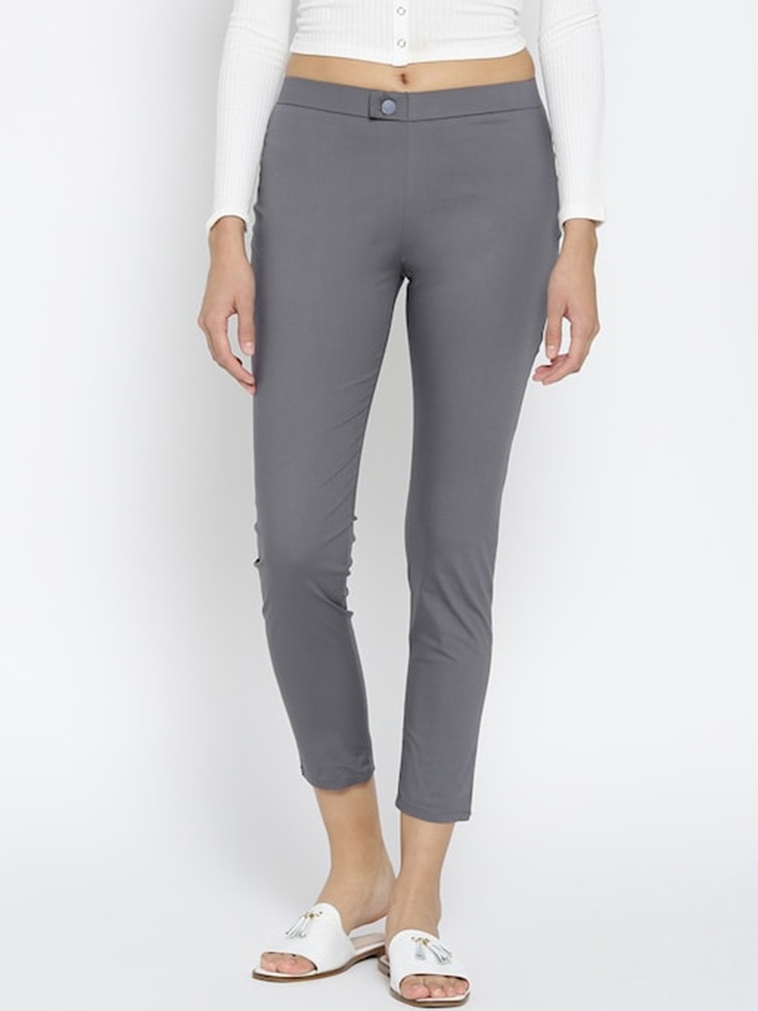 

Span Women Mid Rise Cotton Treggings, Grey
