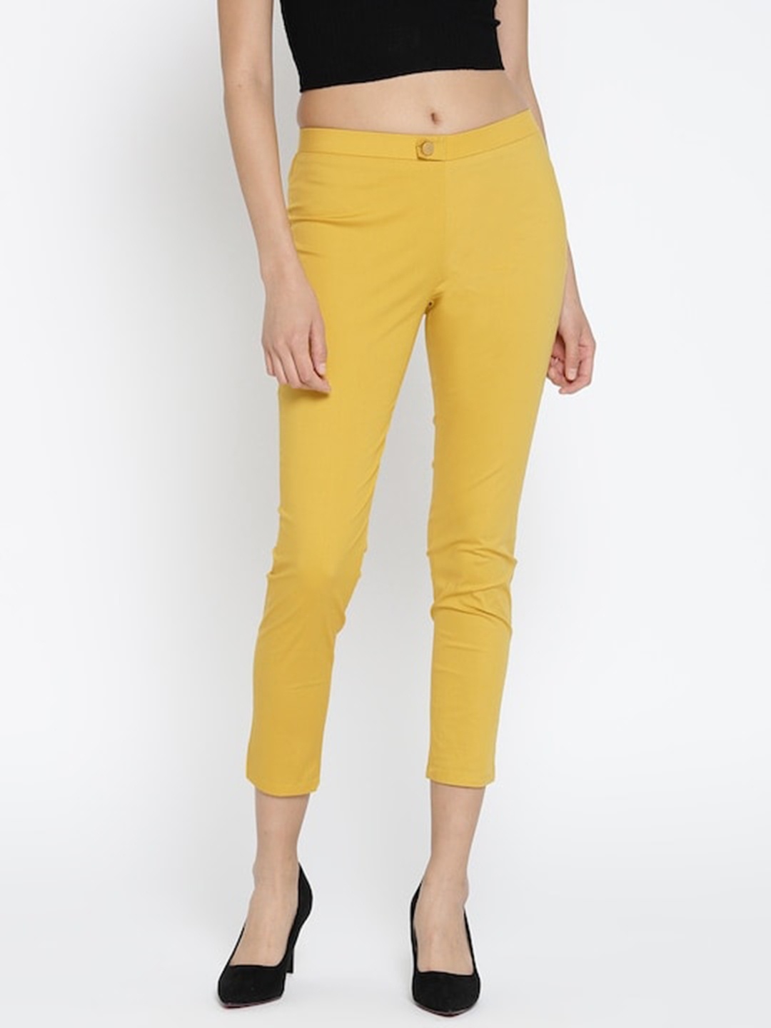 

Span Women Mid Rise Cotton Treggings, Mustard