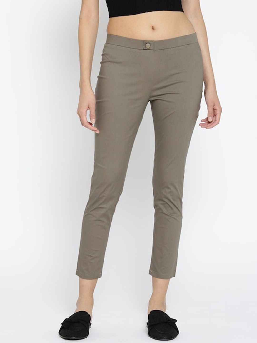 

Span Women Mid Rise Cotton Treggings, Brown