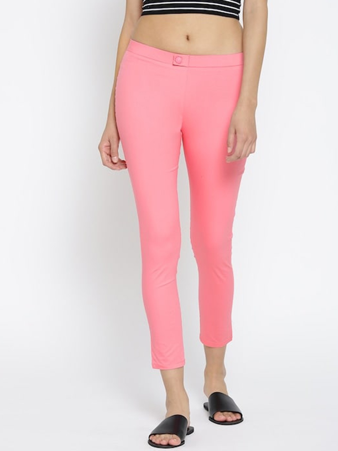 

Span Women Mid Rise Cotton Treggings, Pink