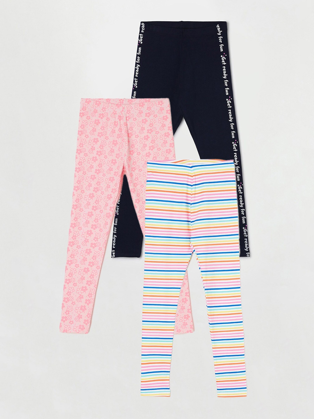 

Fame Forever by Lifestyle Girls Pack Of 3 Printed Ankle Length Leggings, White