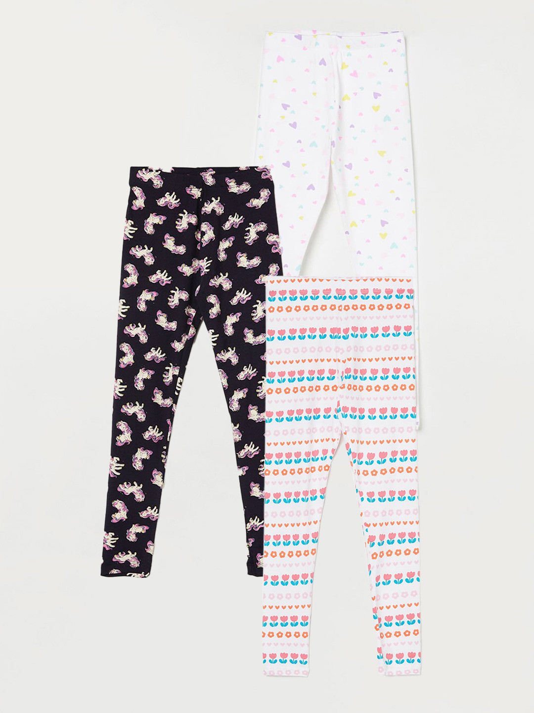 

Fame Forever by Lifestyle Girls Pack Of 3 Printed Ankle Length Leggings, White
