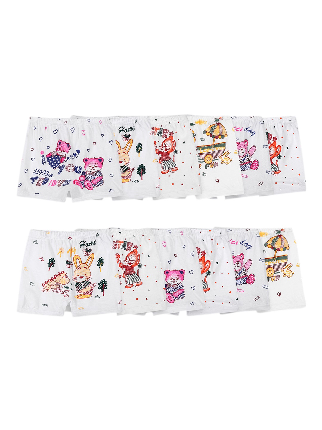 BAESD Kids Pack Of 12 Printed Pure Cotton Hipster Briefs 13_W.S.P_PO-12, White