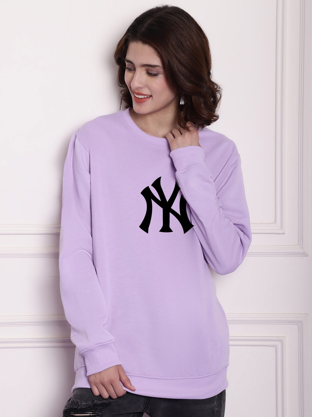 

Imsa Moda Typography Printed Oversized Sweatshirt, Lavender