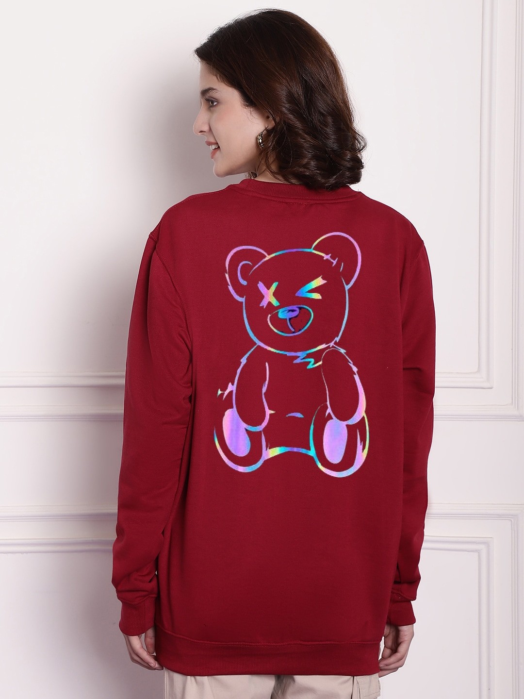 

Imsa Moda Printed Oversized Fleece Sweatshirt, Maroon