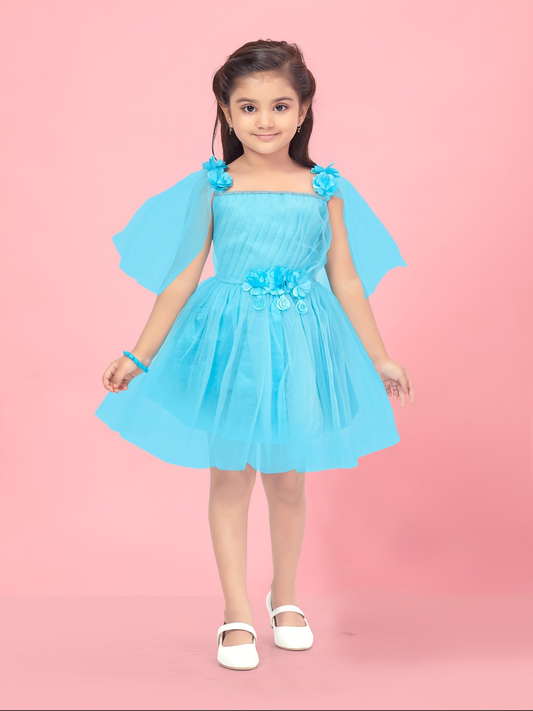 

Aarika Girls Embellished Fit & Flare Dress, Turquoise blue