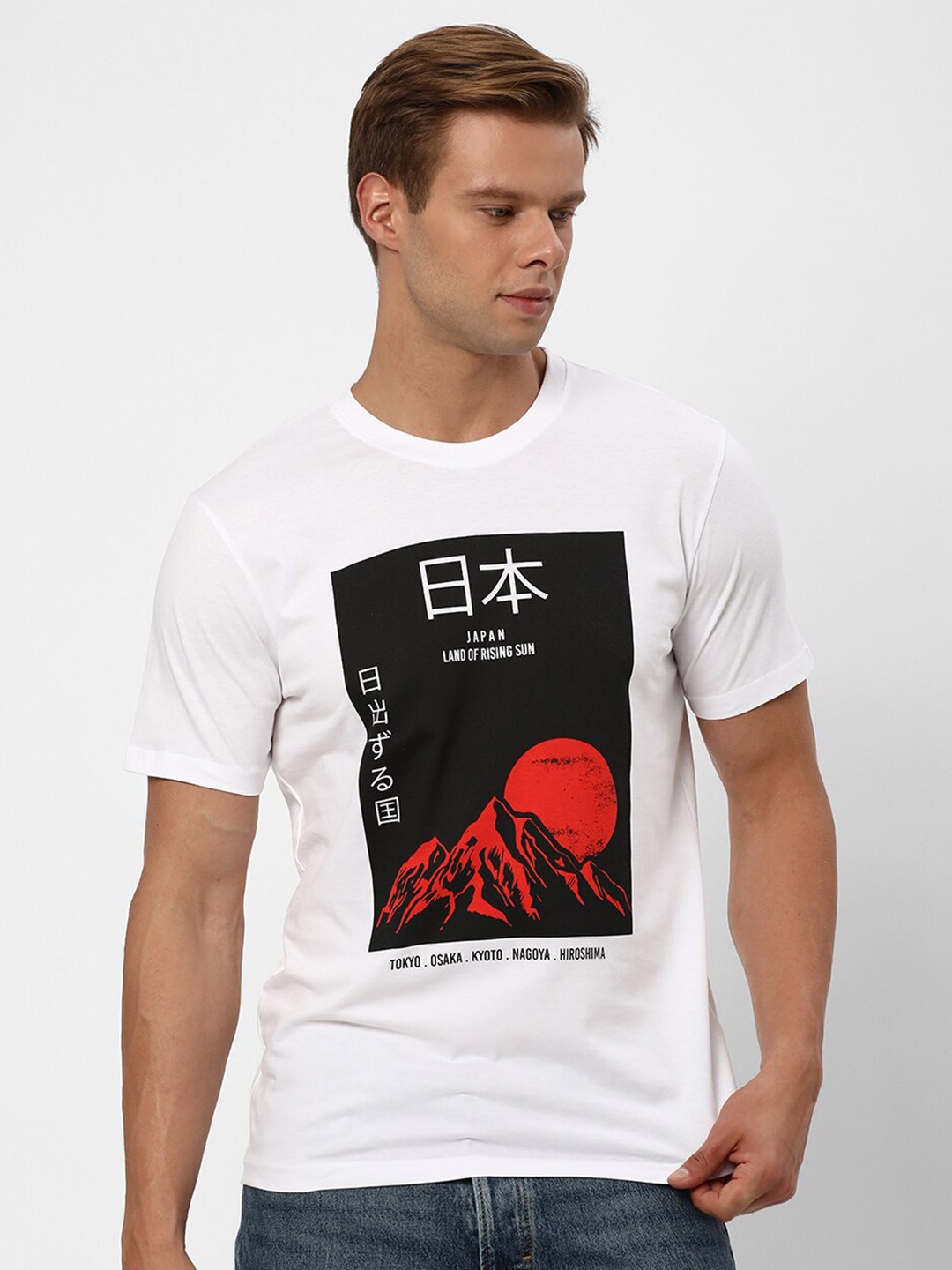 

R&B Typography Printed Cotton T-shirt, White