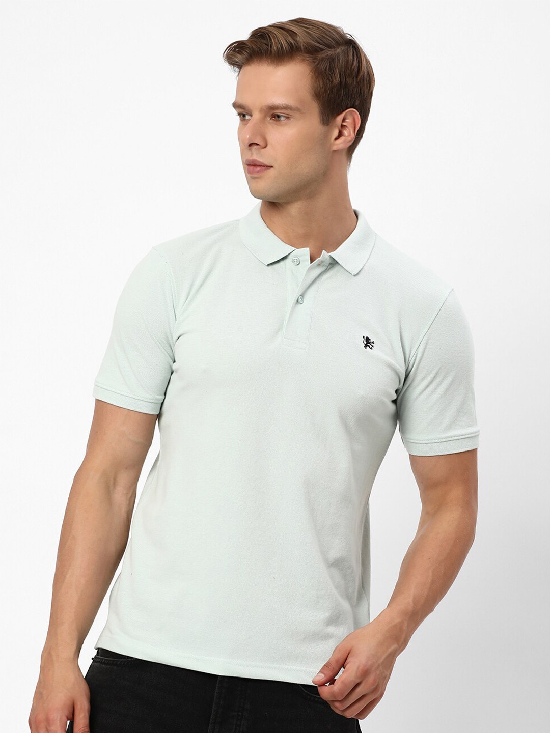 

R&B Polo Collar Cotton T-shirt, Green