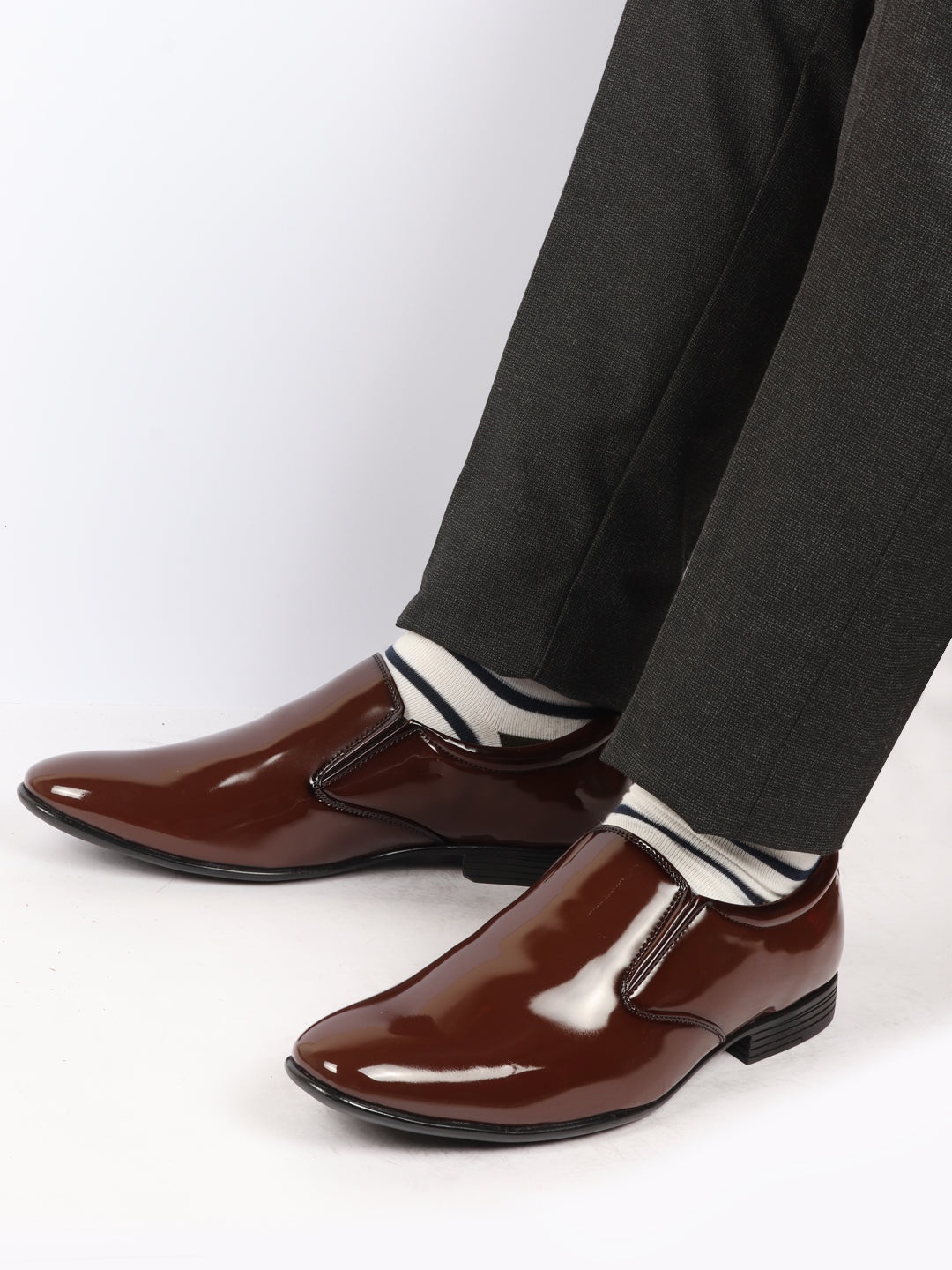 

FAUSTO Men Round Toe Formal Slip-On Shoes, Tan