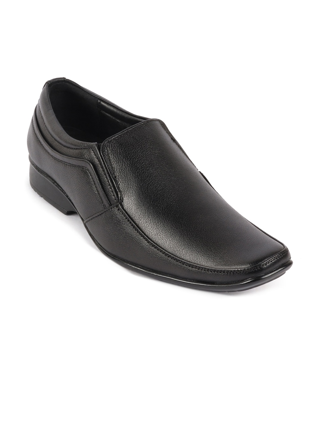 

FAUSTO Men Leather Square Toe Formal Slip-On Shoes, Black