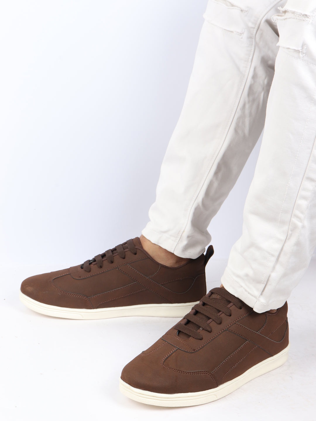 

FAUSTO Men Anti Skid Lightweight Lace-Up Sneakers, Brown