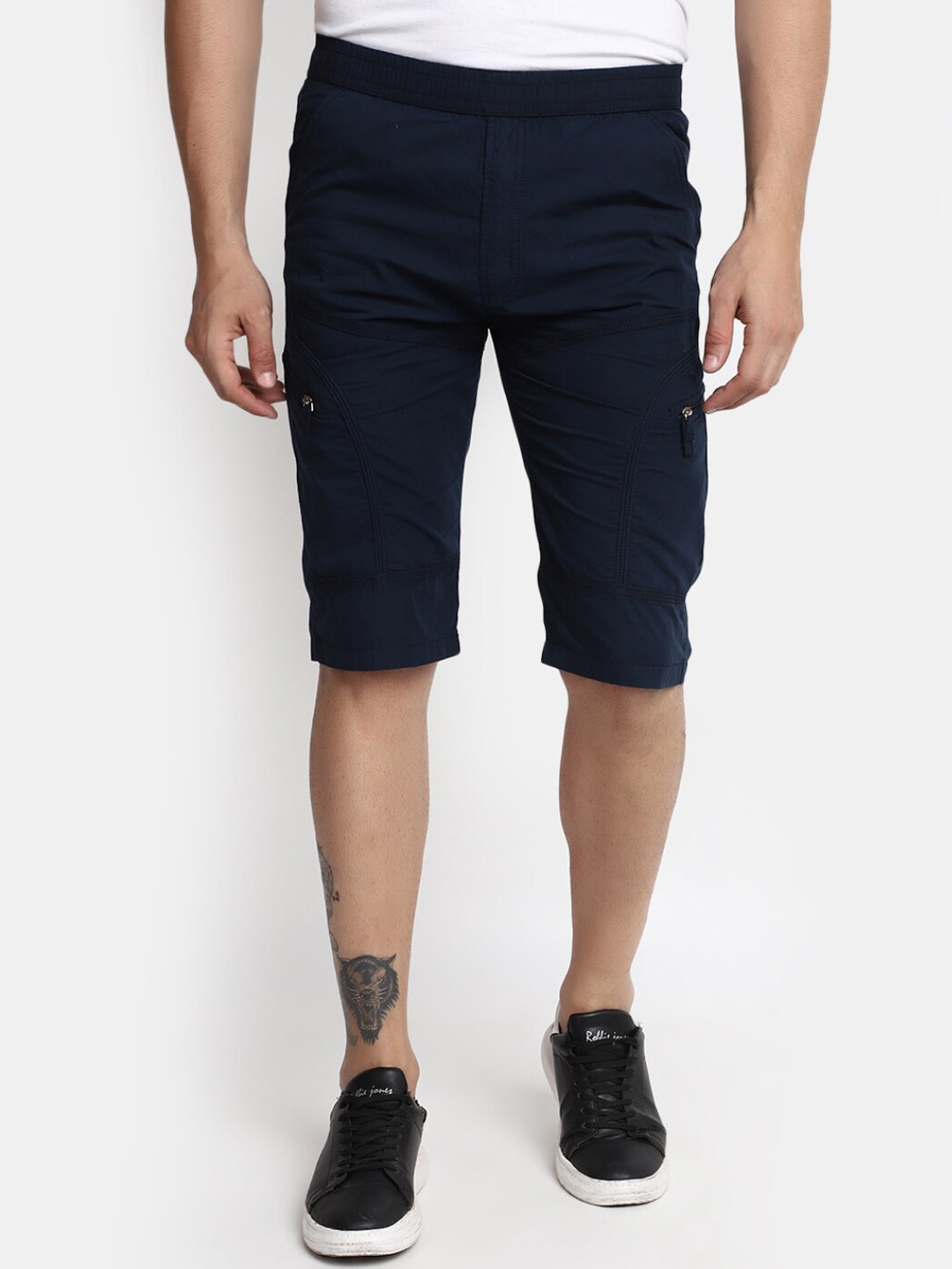 

V-Mart Men Mid-Rise Cotton Cargo Shorts, Blue