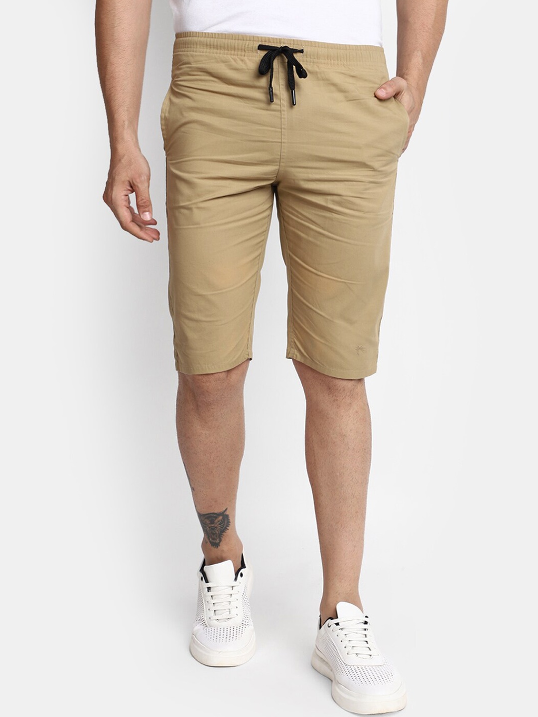 

V-Mart Men Mid-Rise Shorts, Beige