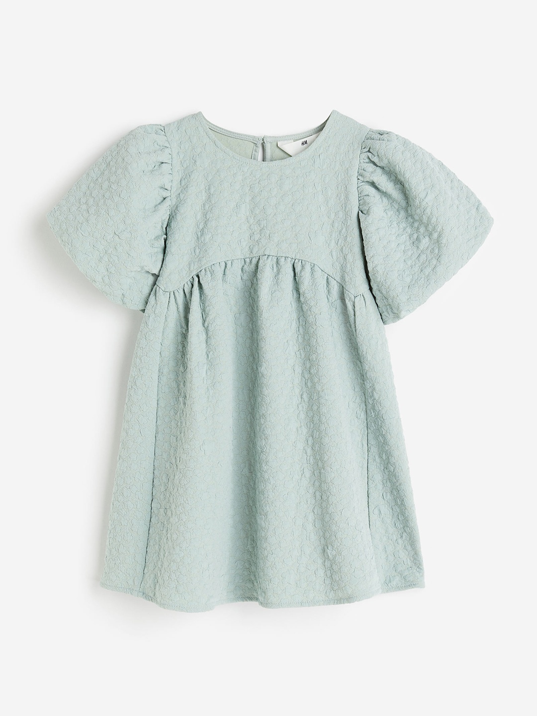 

H&M Girls Puff-Sleeved Dress, Green