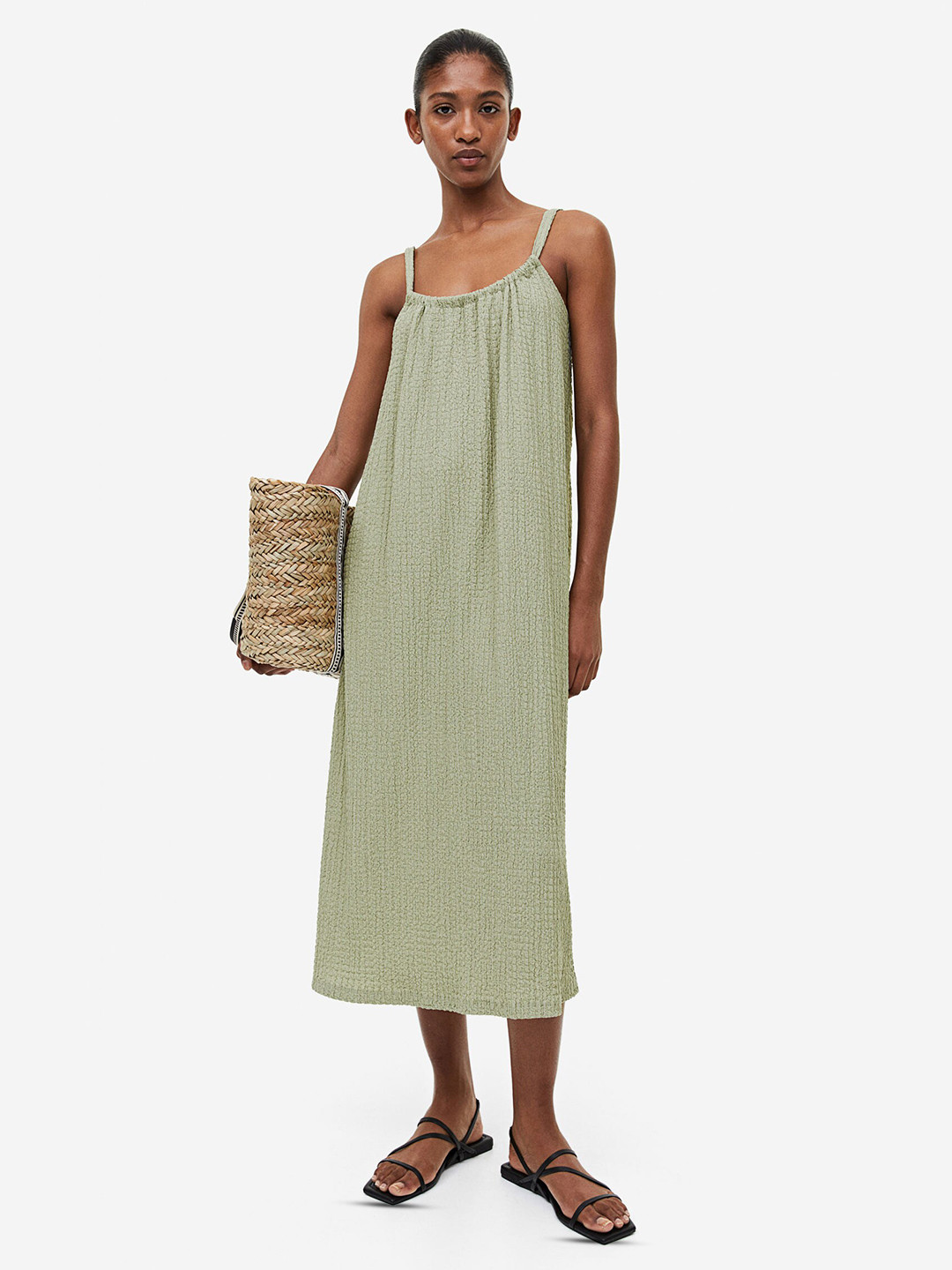

H&M Textured Jersey Dress, Green