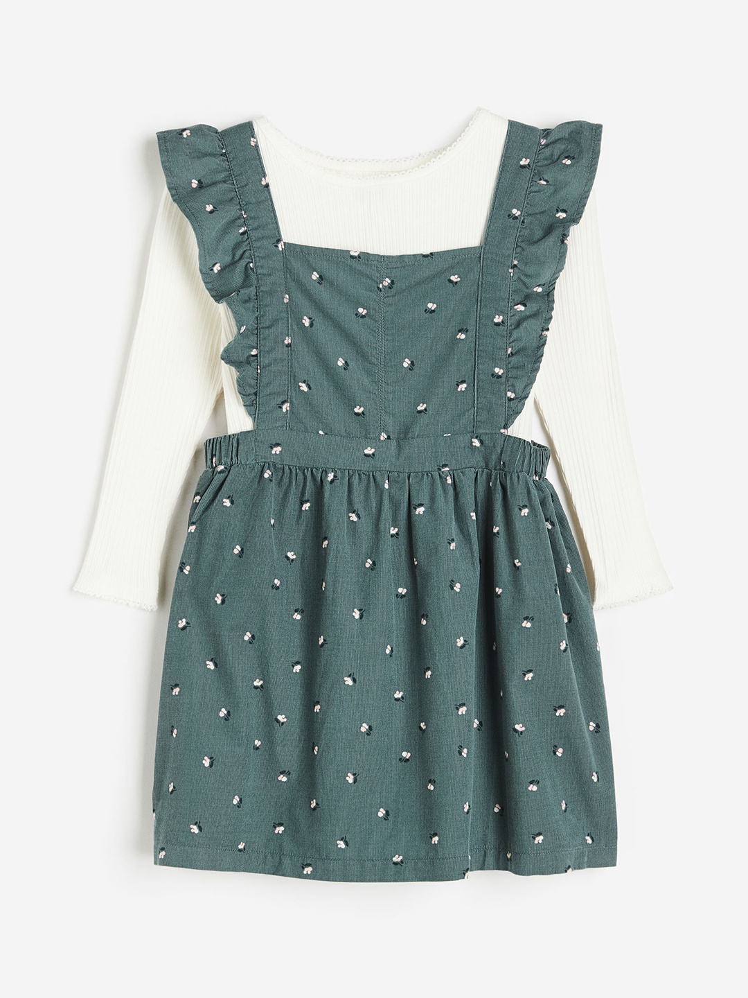 

H&M Infant Girls 2-Piece Cotton Top & Dress Set, Green