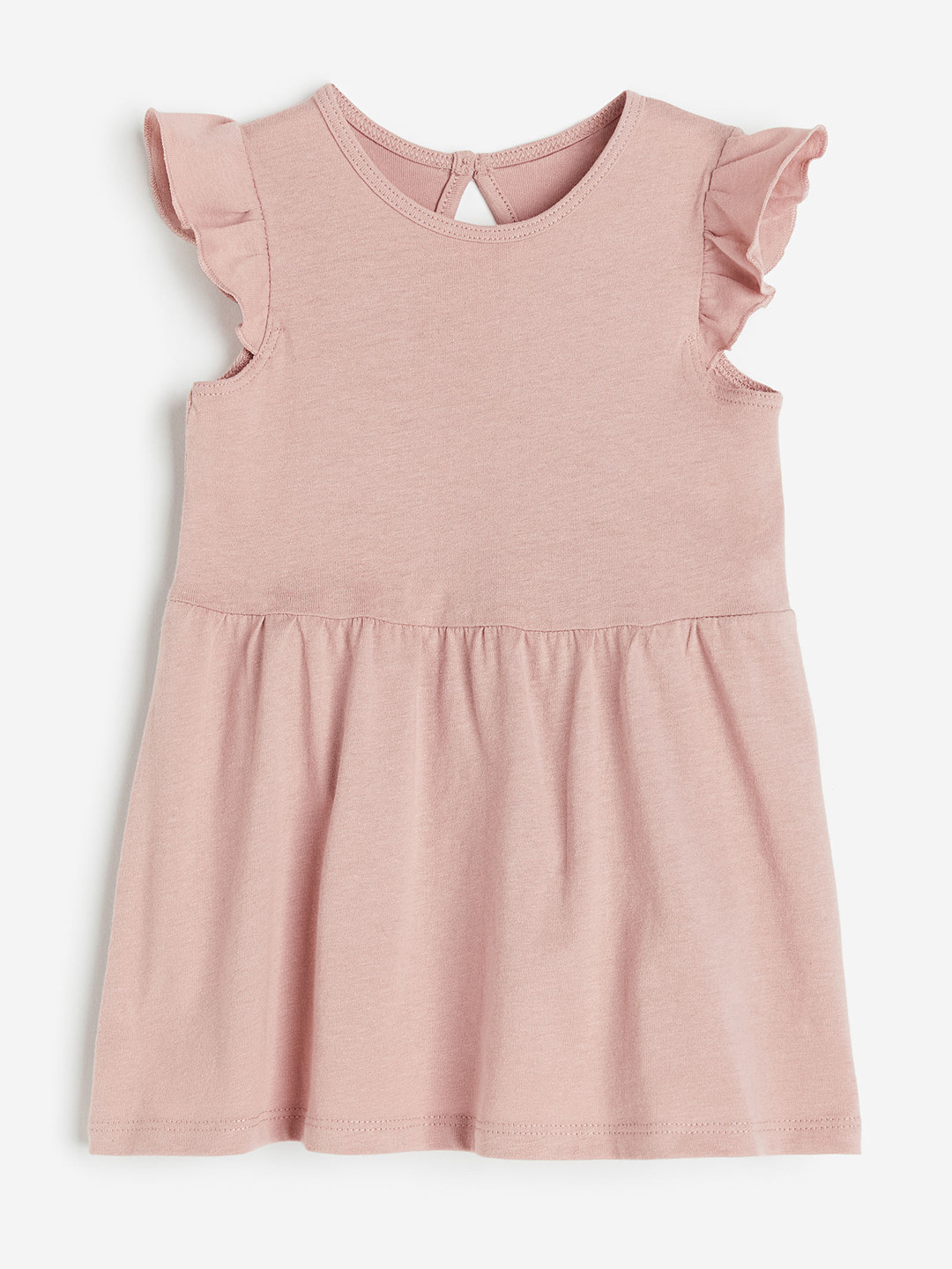 

H&M Infants Girls Pure Cotton Flutter-Sleeved Dress, Peach