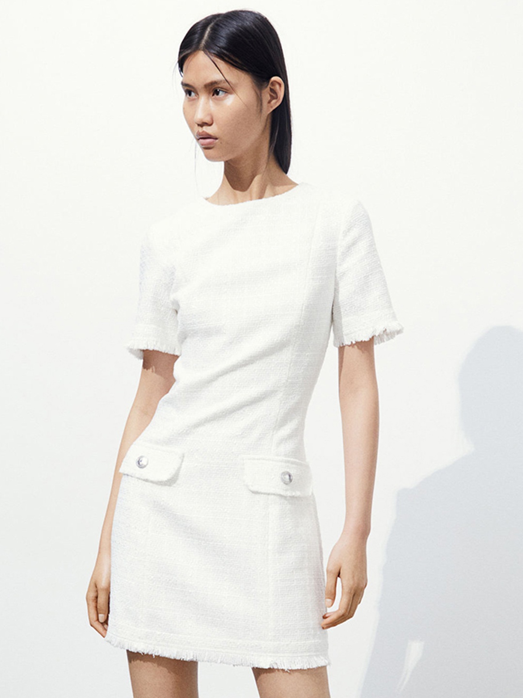 

H&M Boucl Dress, White