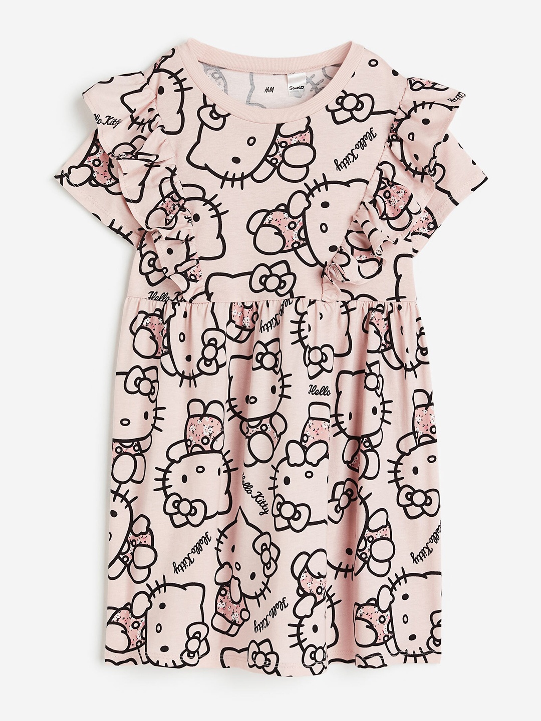 

H&M Girls Flounce-Trimmed Jersey Dress, Pink