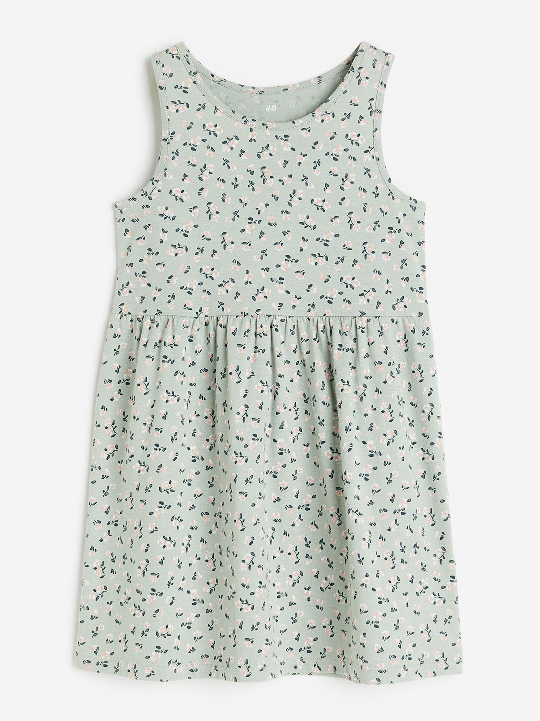 

H&M Girls Patterned Jersey Pure Cotton Dress, Green