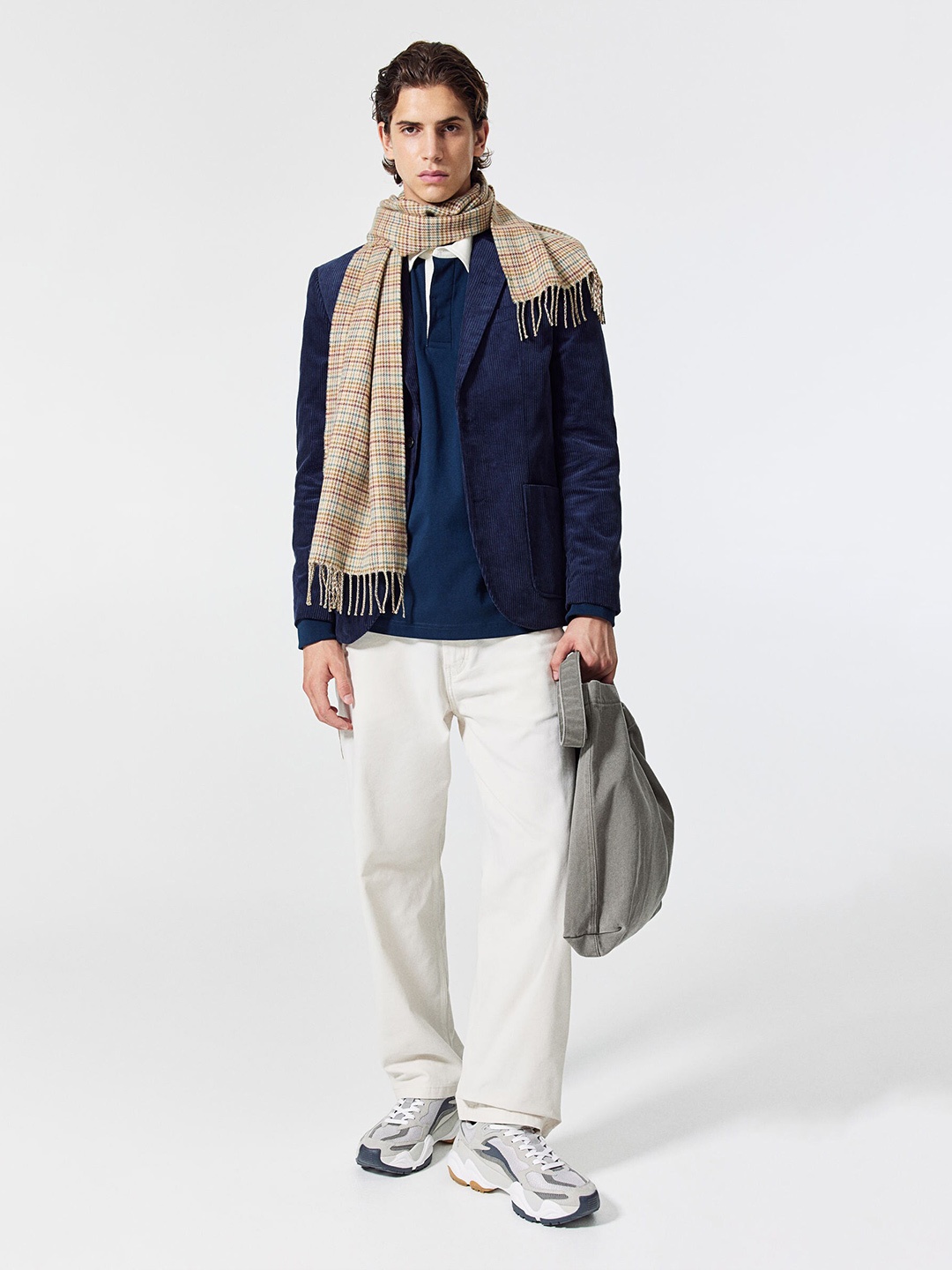 

H&M Men Patterned Scarf, Beige