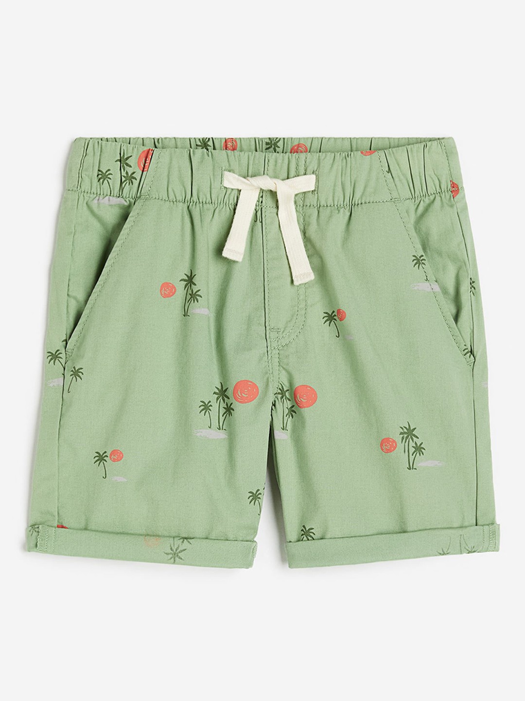 

H&M Boys Cotton Poplin Shorts, Green