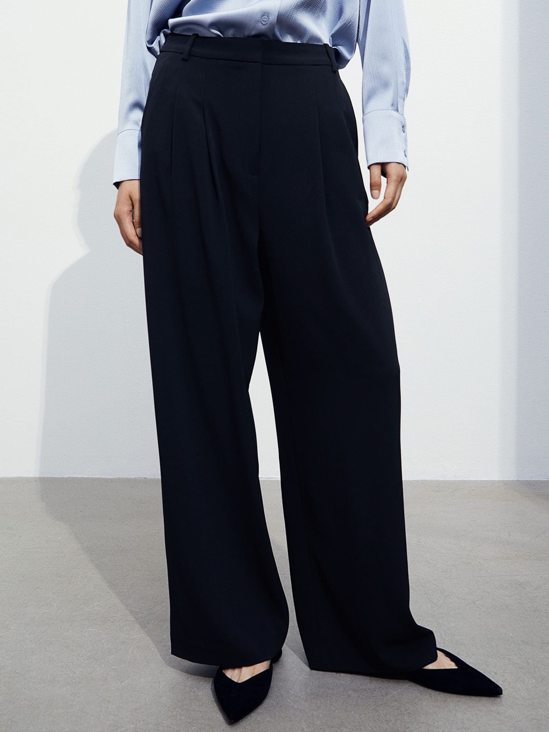 

H&M Women Wide Trousers, Navy blue