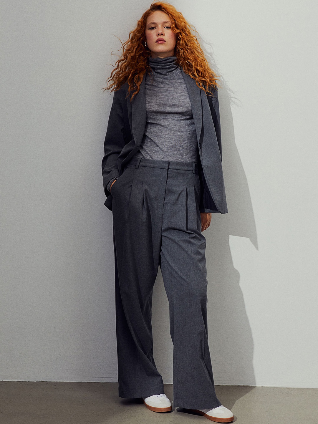 

H&M Women Wide Trousers, Grey