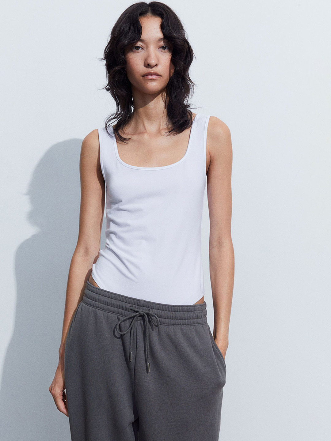 

H&M Cotton-Blend Sweatpants, Grey