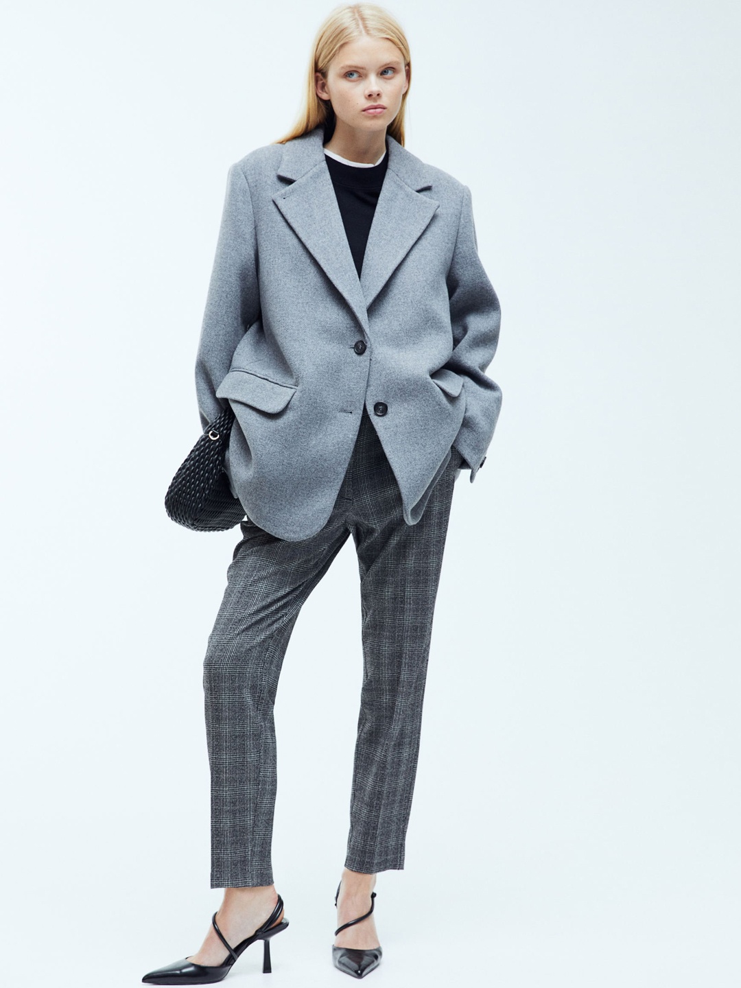 

H&M Women Cigarette Trousers, Grey
