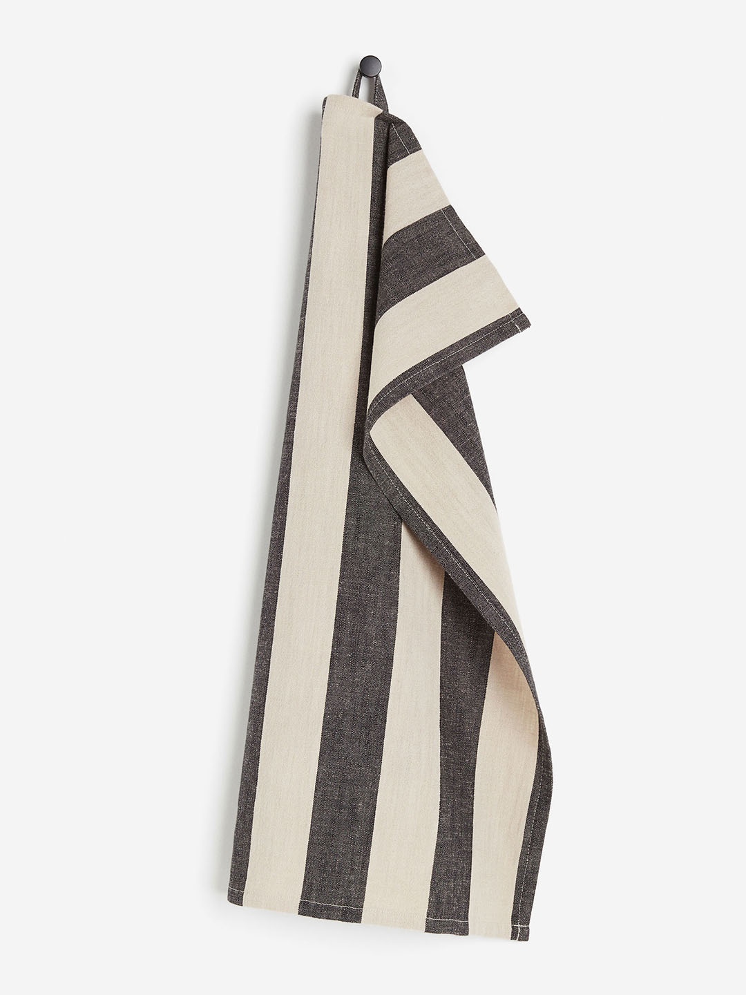 

H&M Black & Beige Striped Linen-Blend Tea Towel