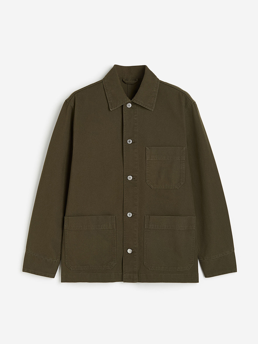 

H&M Regular Fit Canvas Shacket, Green