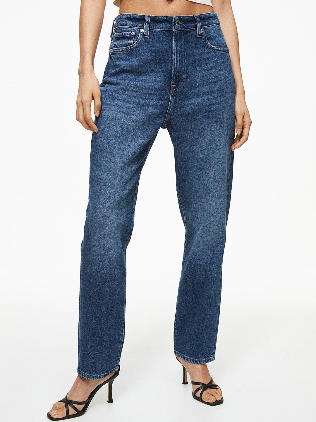 

H&M Women Vintage Mom Fit Ultra High Ankle Jeans, Blue