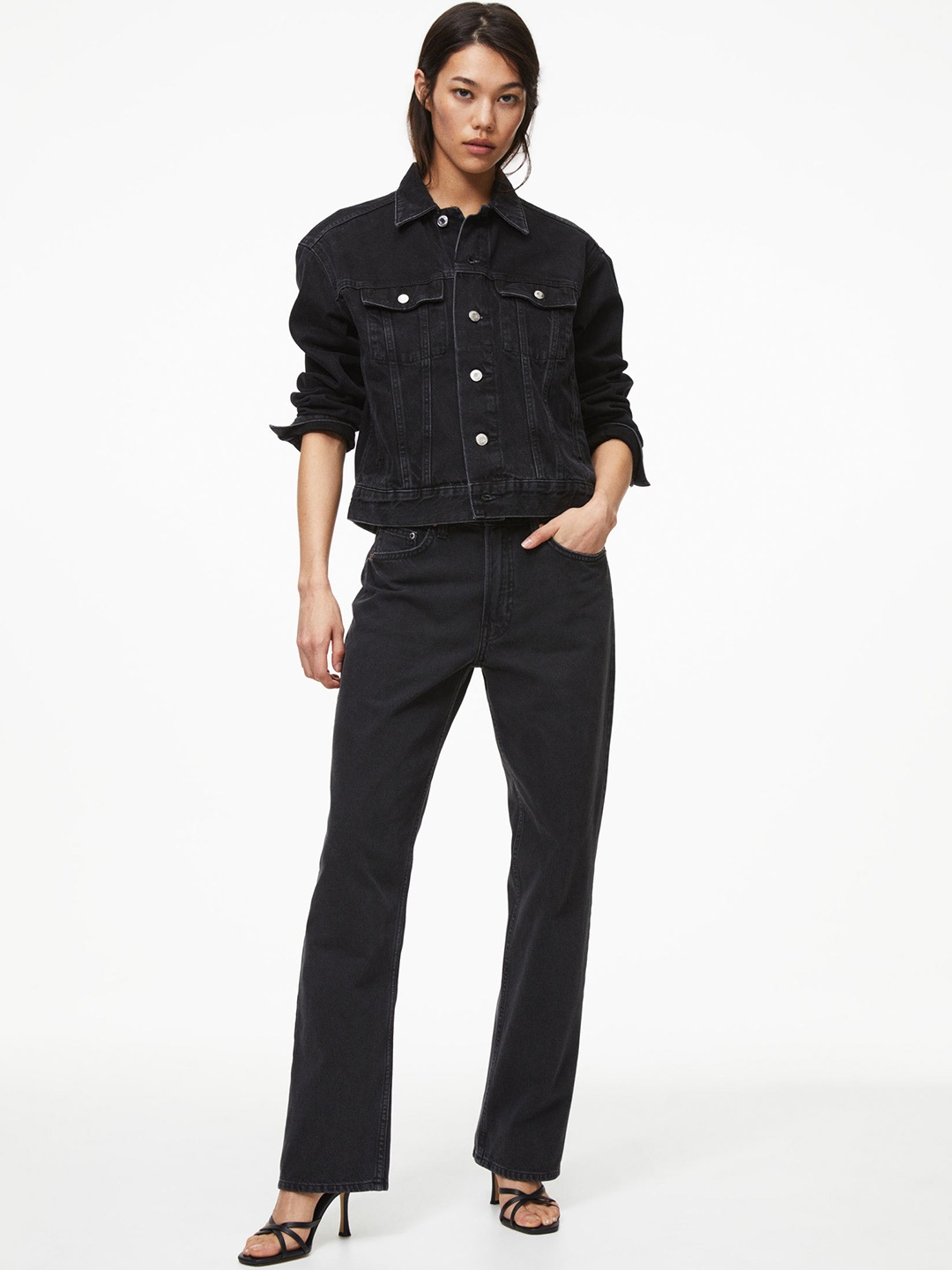 

H&M Women 90s Baggy Low Cotton Jeans, Black