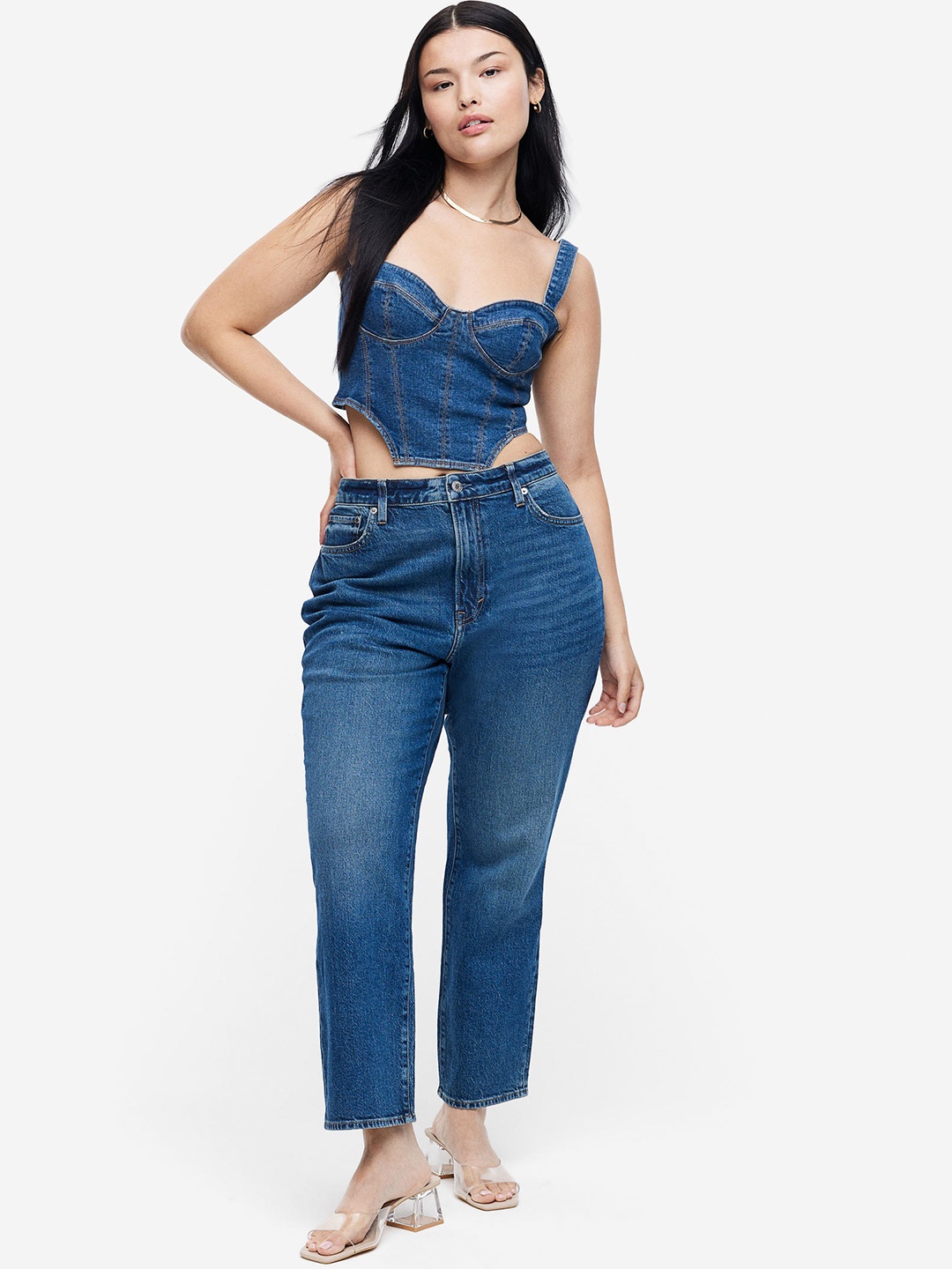 

H&M Women Curvy Fit Vintage Mom Ultra High Jeans, Blue