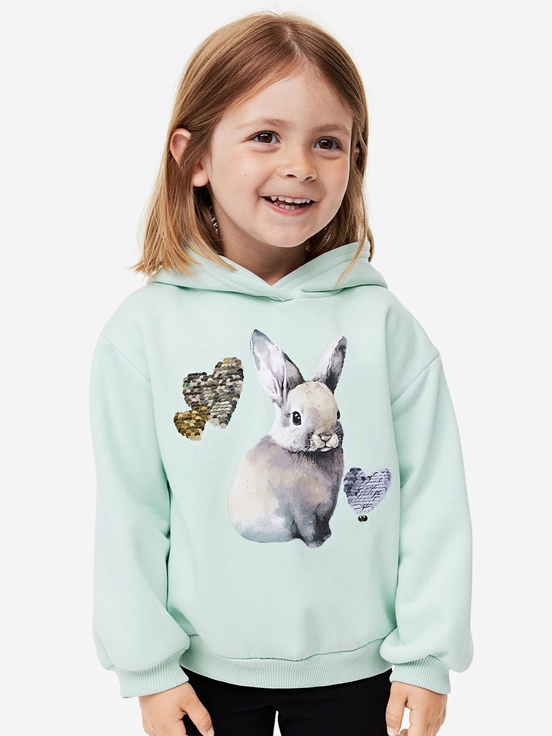 

H&M Girls Printed Hoodie, Green